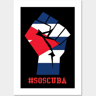 Cuban Protest Fist S.O.S. Cuba Libre Libertad #SOSCuba Lucha Posters and Art